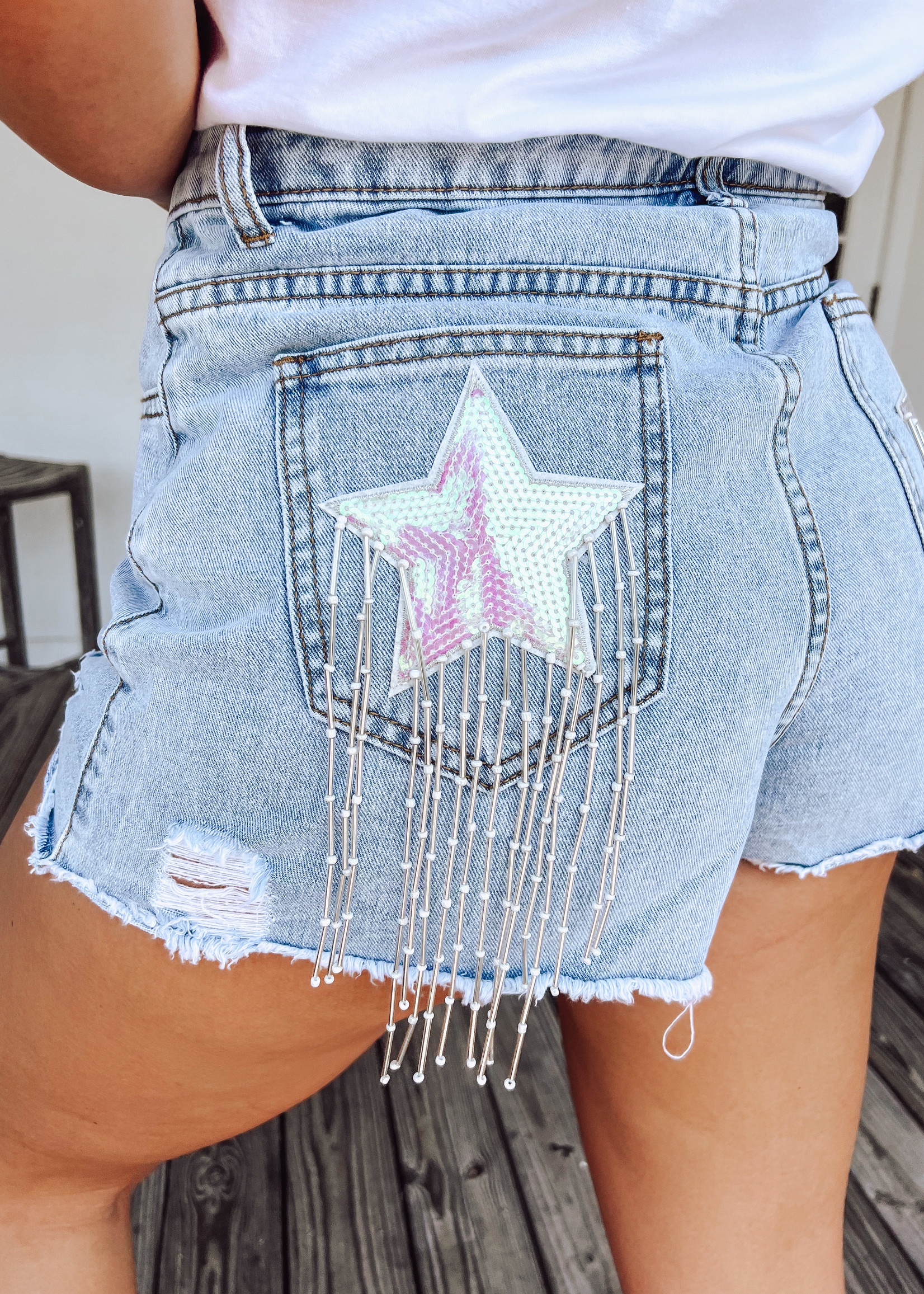 Dance With Me Fringe Star Patch Short