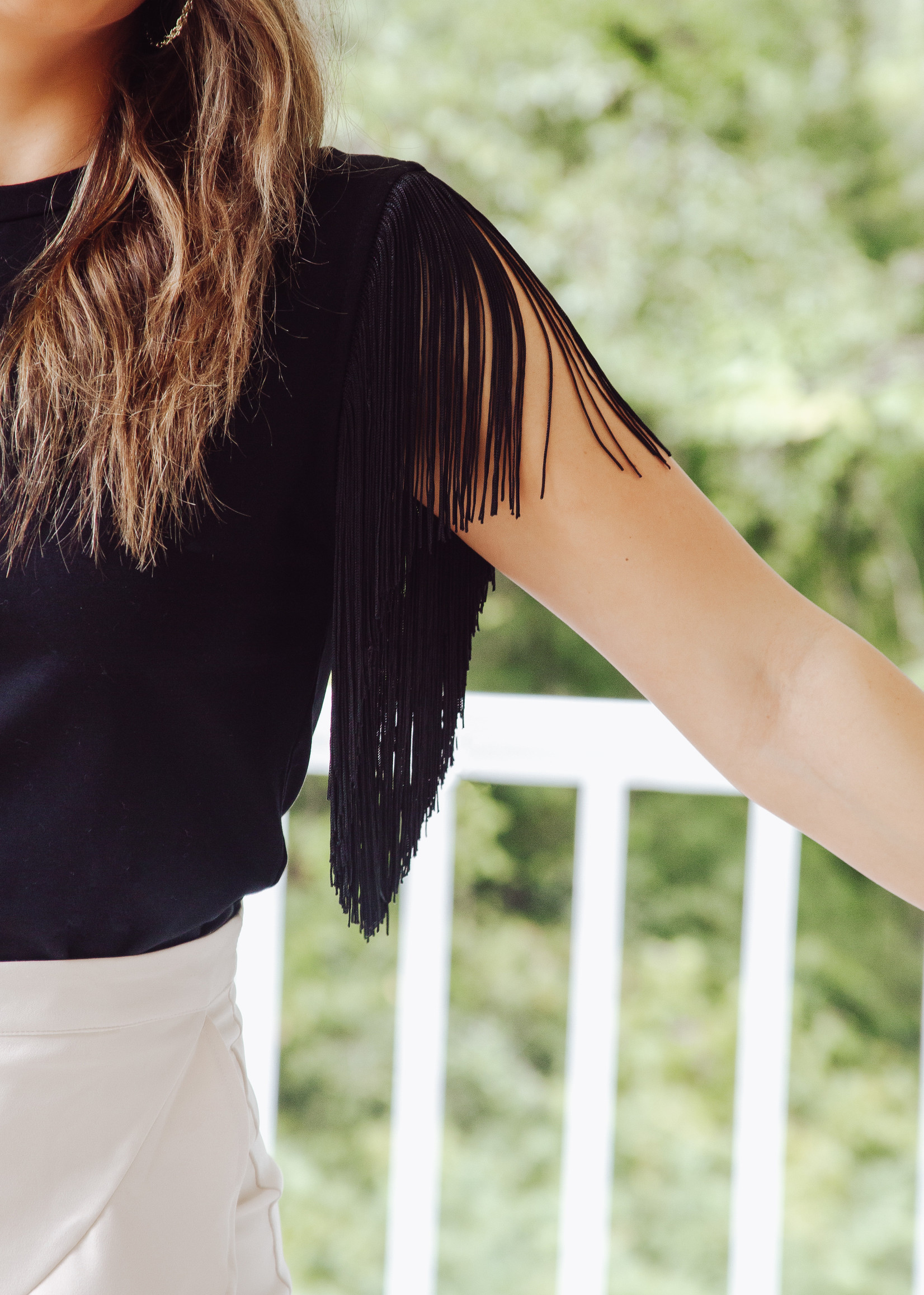 A Passionate Love Fringe Detail Knit Top