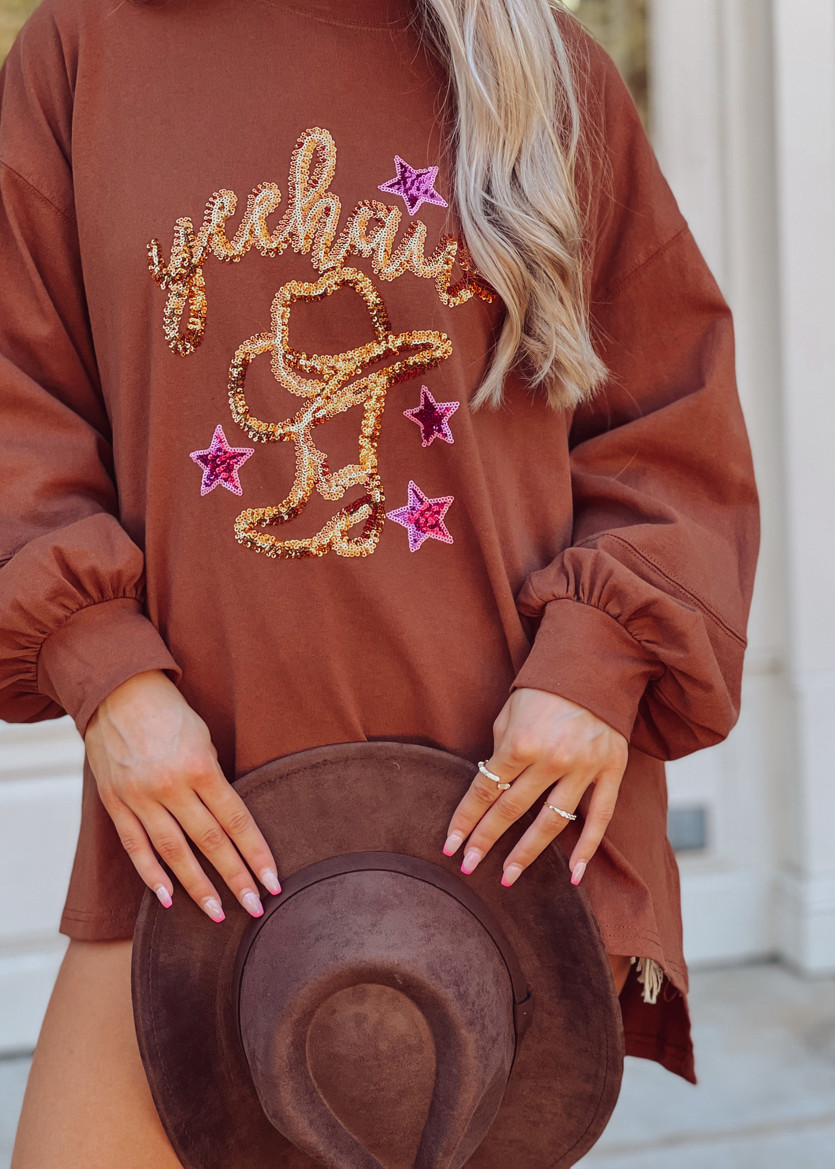 Yeehaw And Boots Long Sleeve Pullover