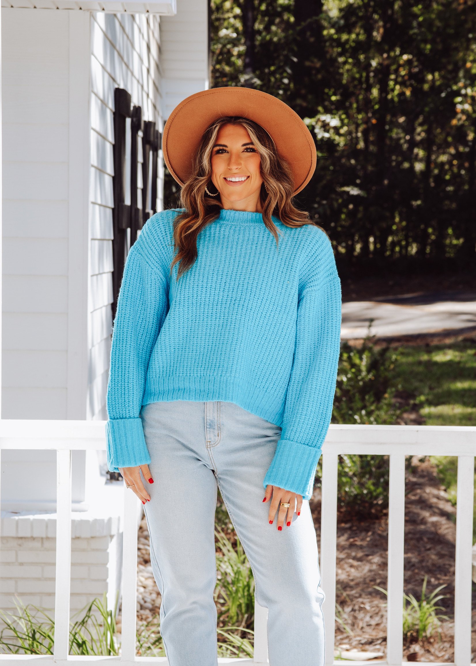 Daily Snuggle Light Blue Eyelash Knit Sweater