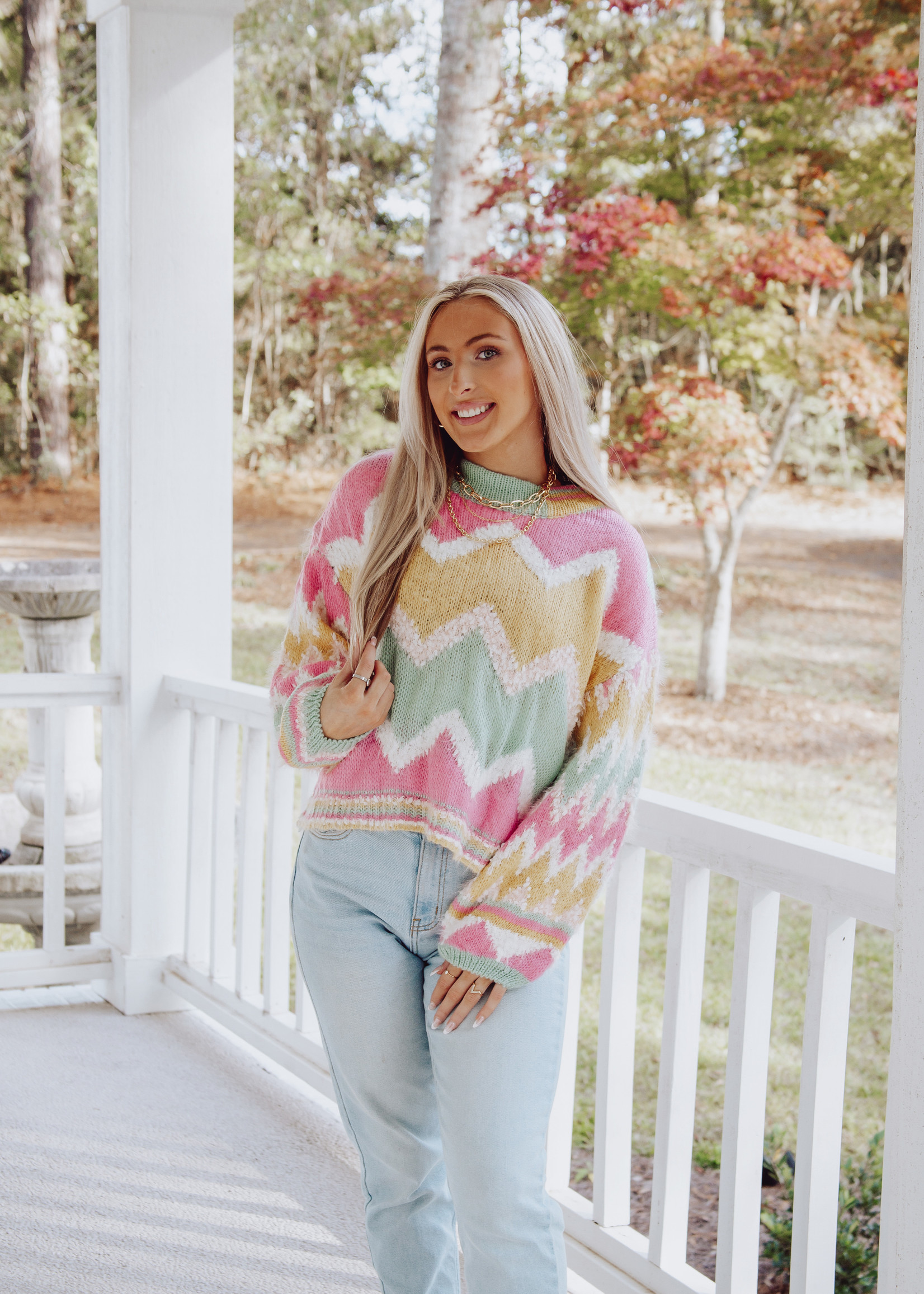 Sweet Tooth Chevron Printed Sweater 