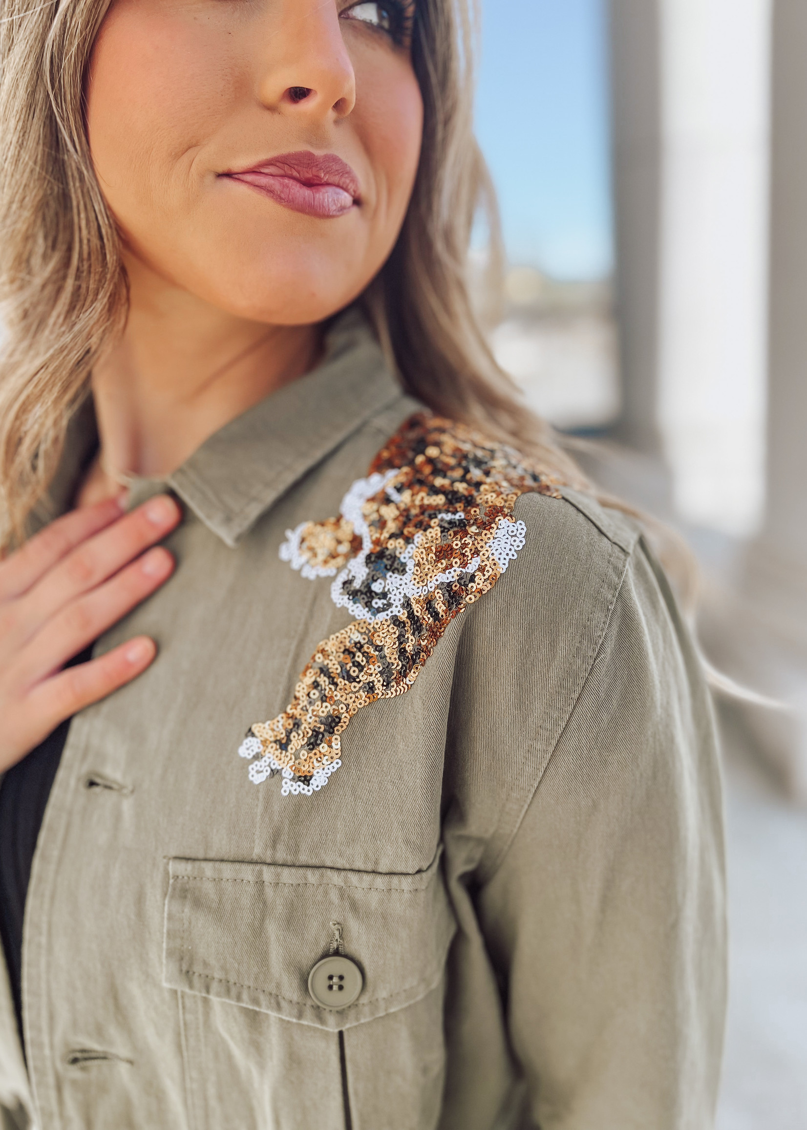 Embroidered Sequin Tiger Shirt