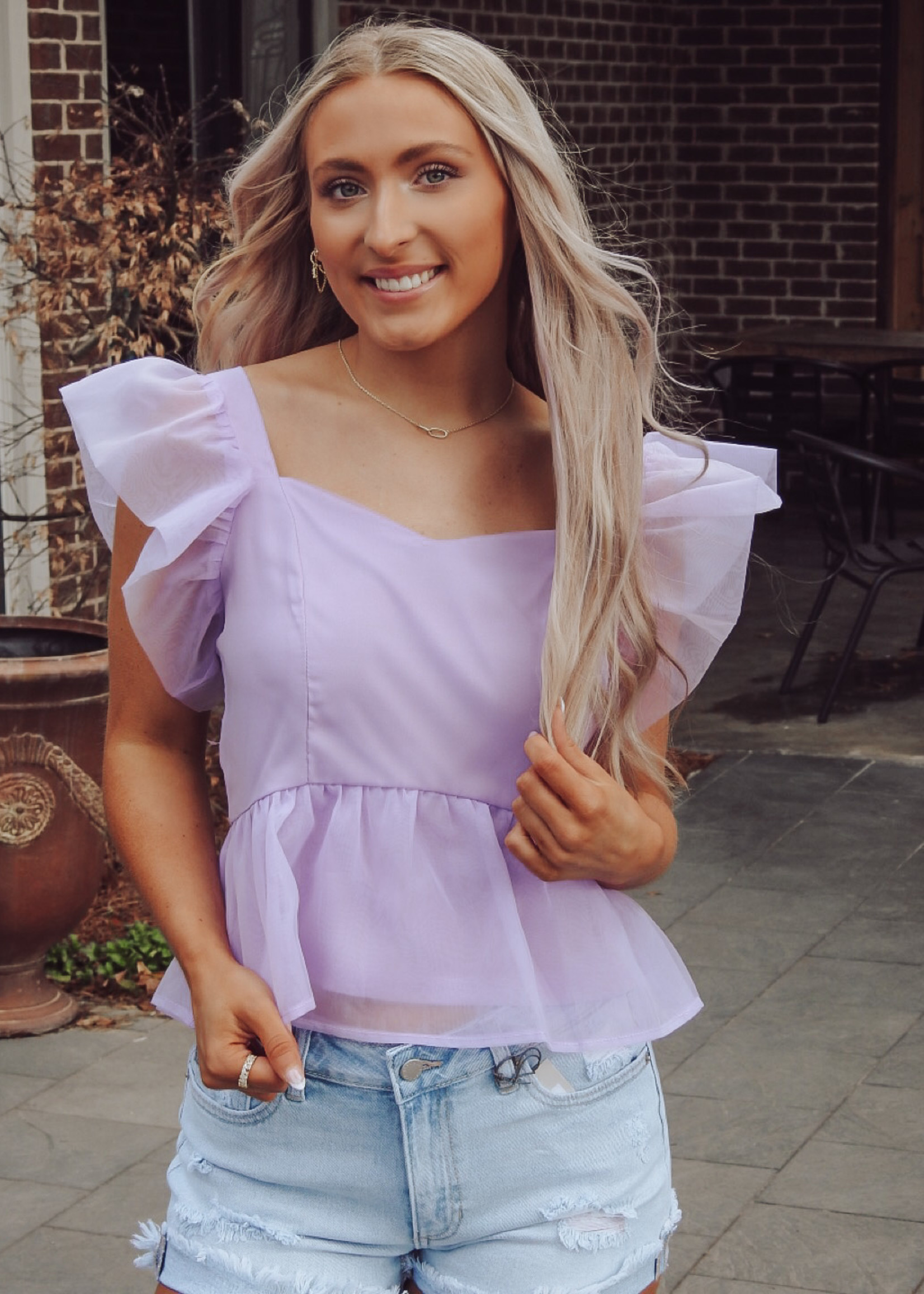 Know It All Sheer Ruffle Sleeve Top