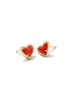 Ari Heart Stud Earring RED KYOCERA OPAL