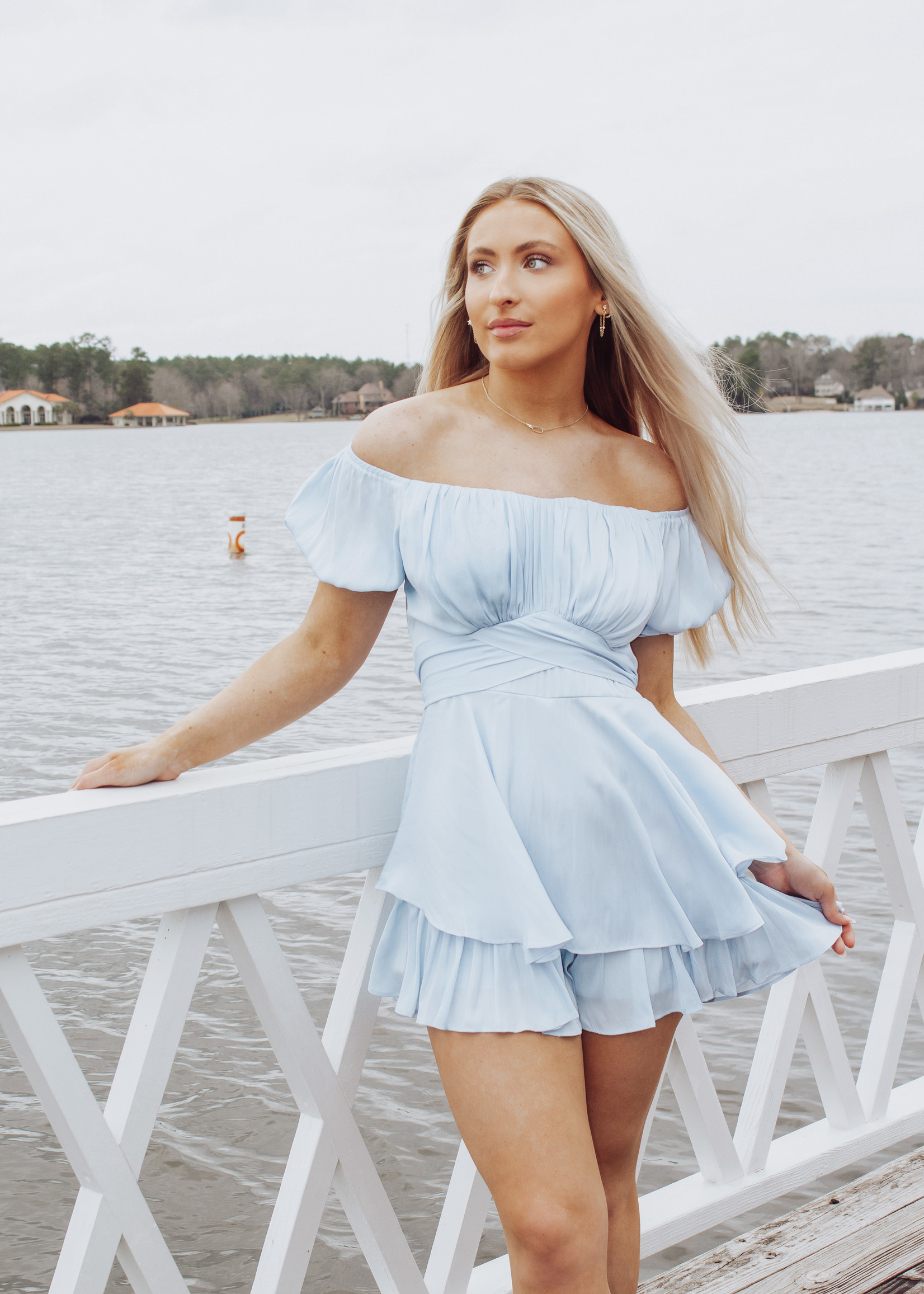 Now and Then Off Shoulder Layered Romper