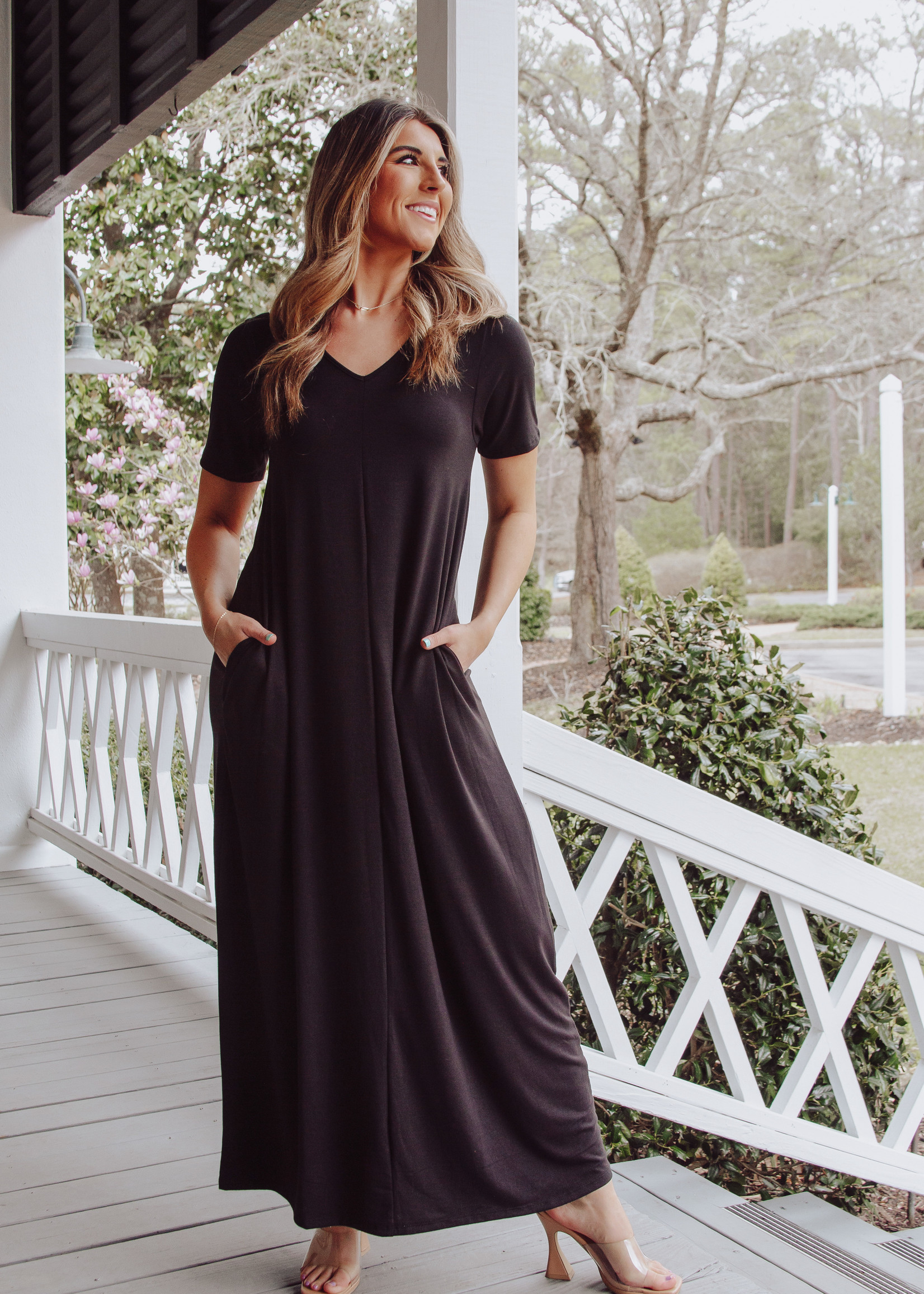 Stand By Me V - Neck Short Sleeve Maxi Dress