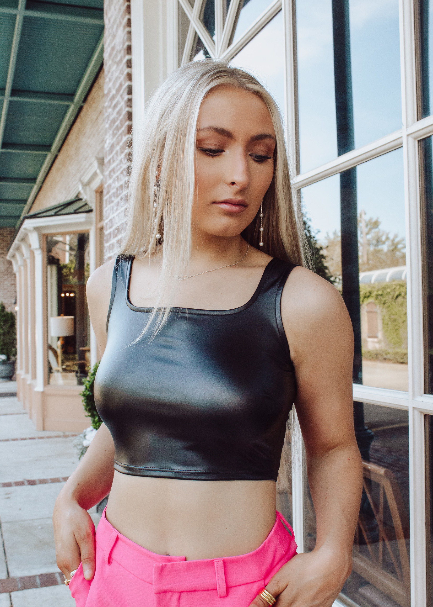 Draw The Attention Faux Leather Crop Top