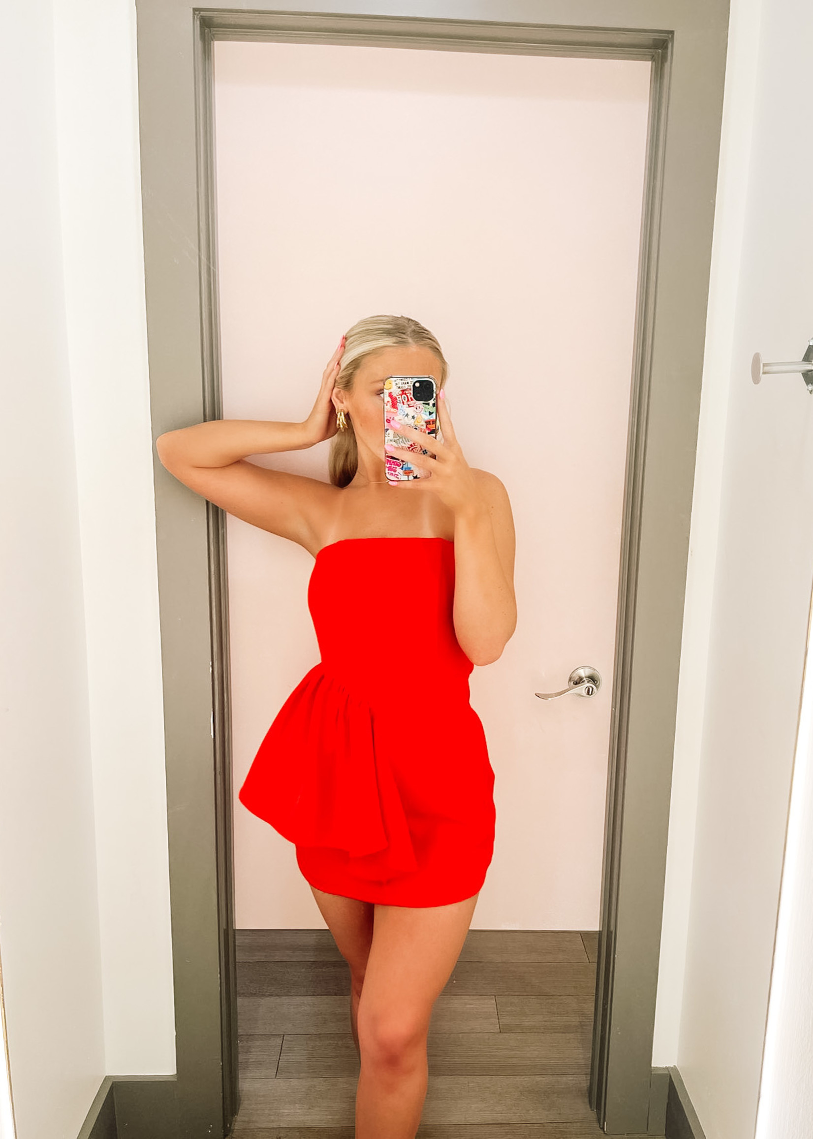 Sunset Wanderlust Strapless Mini Dress Red main image 1