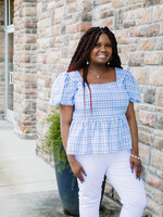 CURVY Switch It Up Puff Sleeve Gingham Top