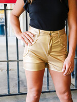 Keeping You Close Faux Leather Suede Studded Mini Short