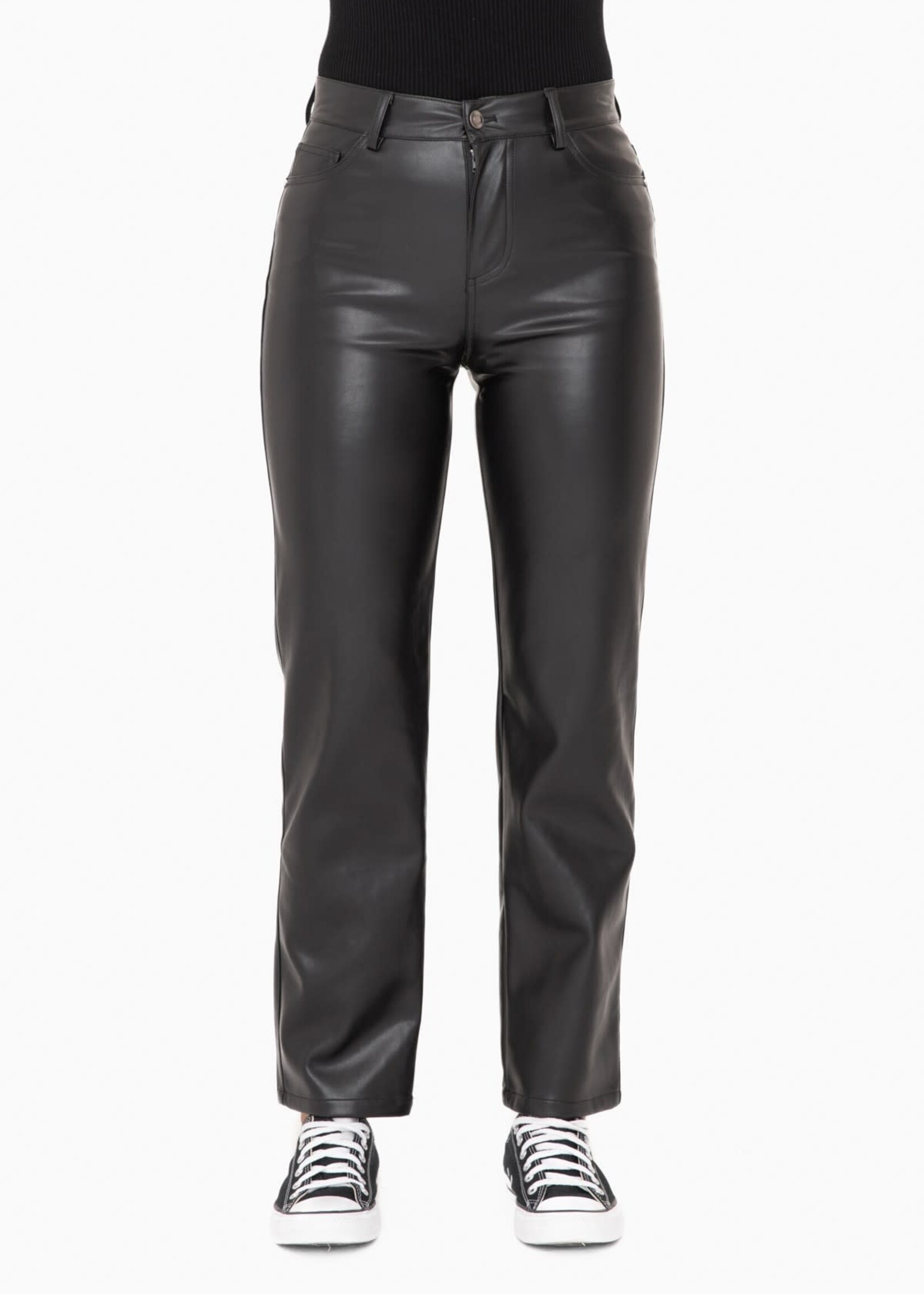 Spicy Thoughts Vegan Leather Straight Leg Pants