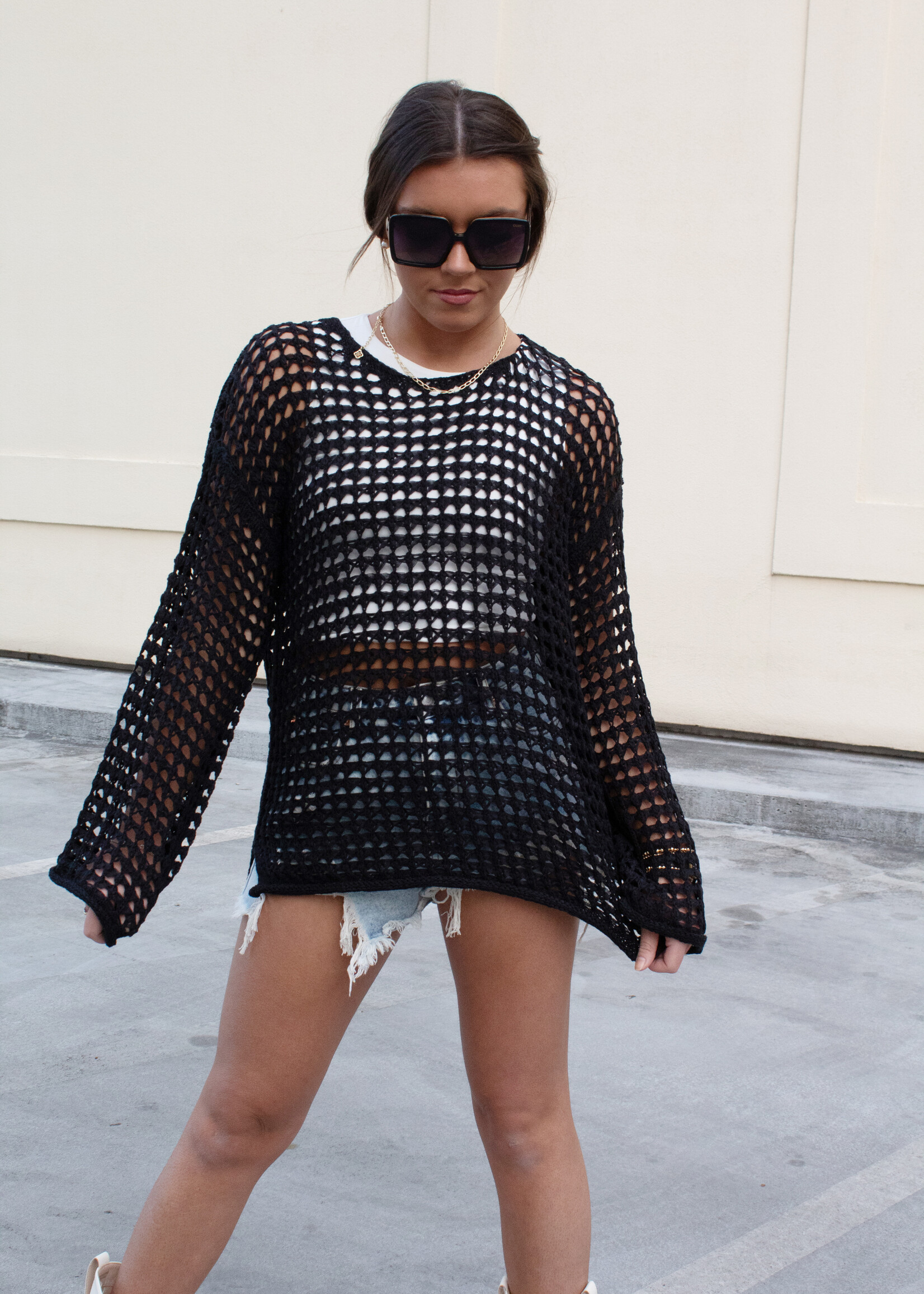 Just a Crush Oversized Crochet Pullover