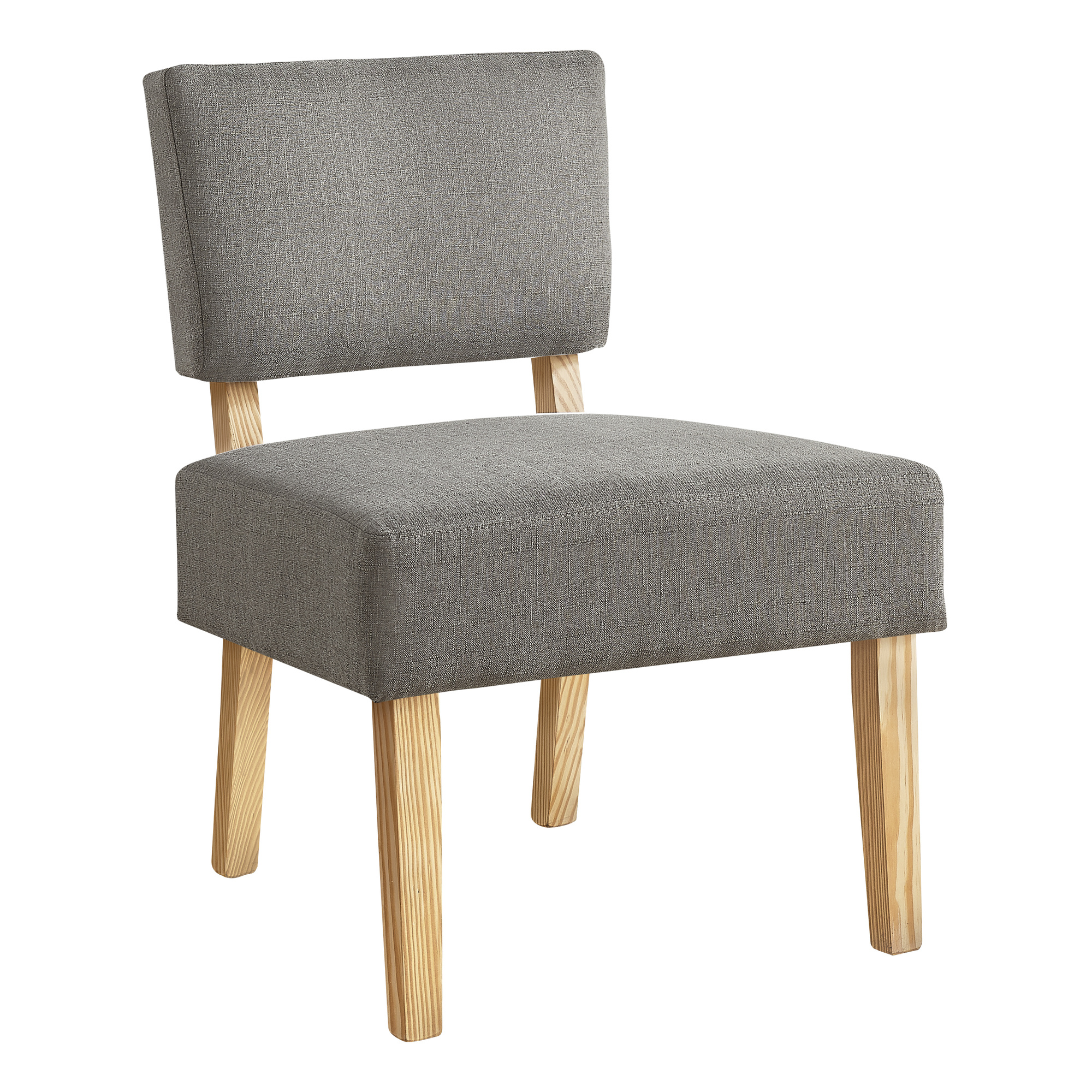Accent Chair, Light Grey Fabric, Natural Wood Legs - M2GO