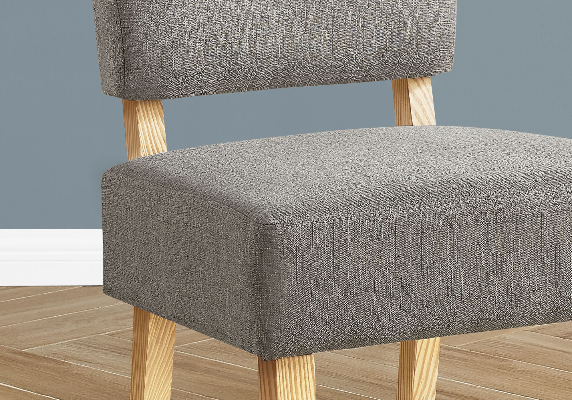Accent Chair, Light Grey Fabric, Natural Wood Legs - M2GO
