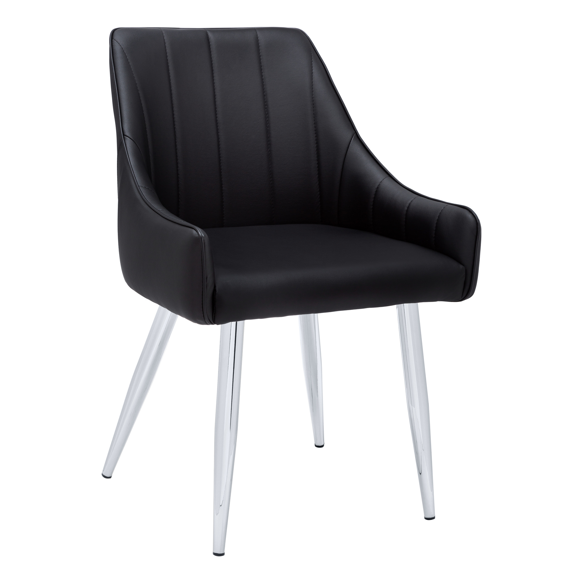 Chaise, simili-cuir noir et chrome - M2GO