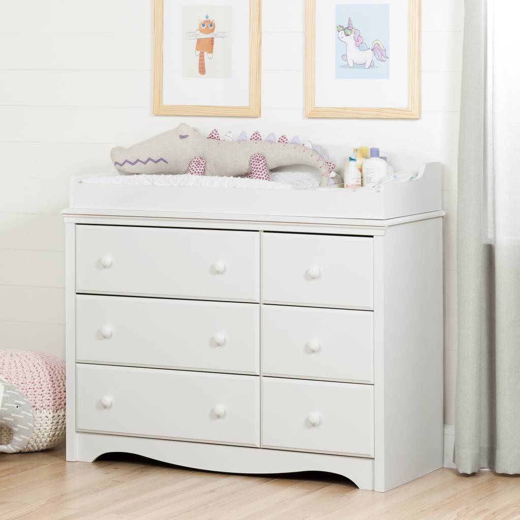 Angel Changing Table Dresser With 6 Drawers Pure White M2go