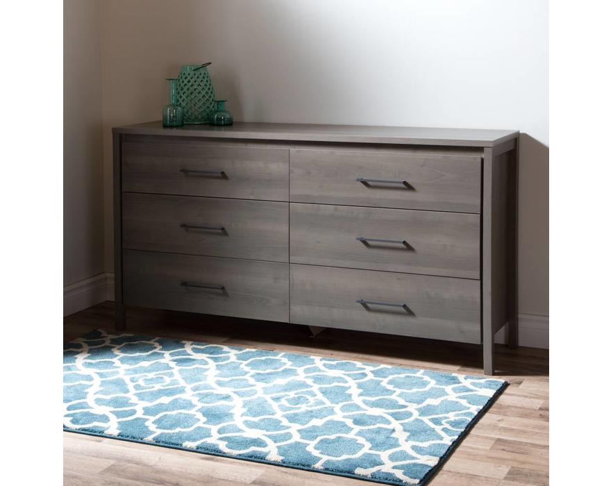 South Shore Furniture 12387 Volken 6-Drawer Double Dresser-Gray Maple