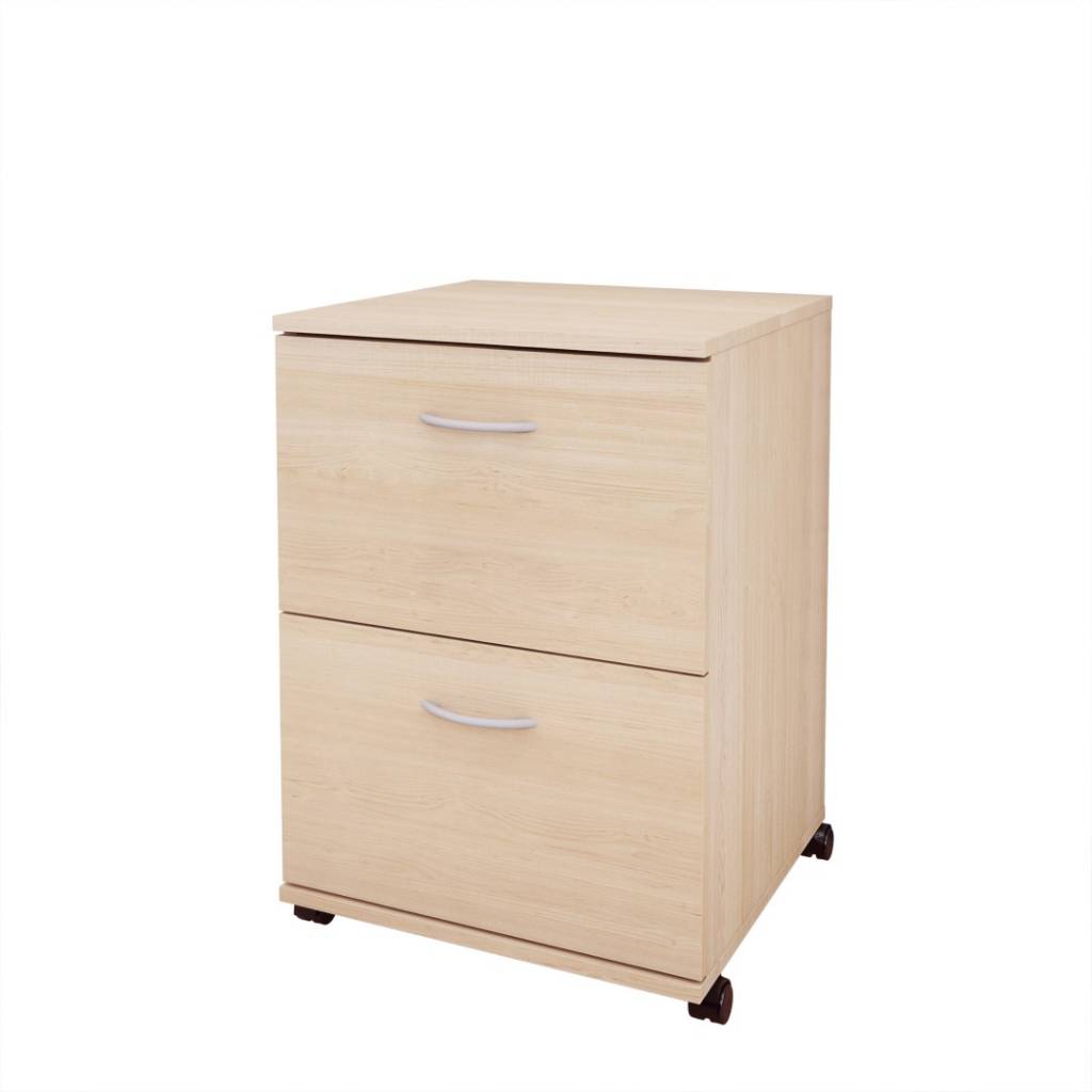 Nexera 2 Drawer Mobile Filing Cabinet Natural Maple Essentials M2go