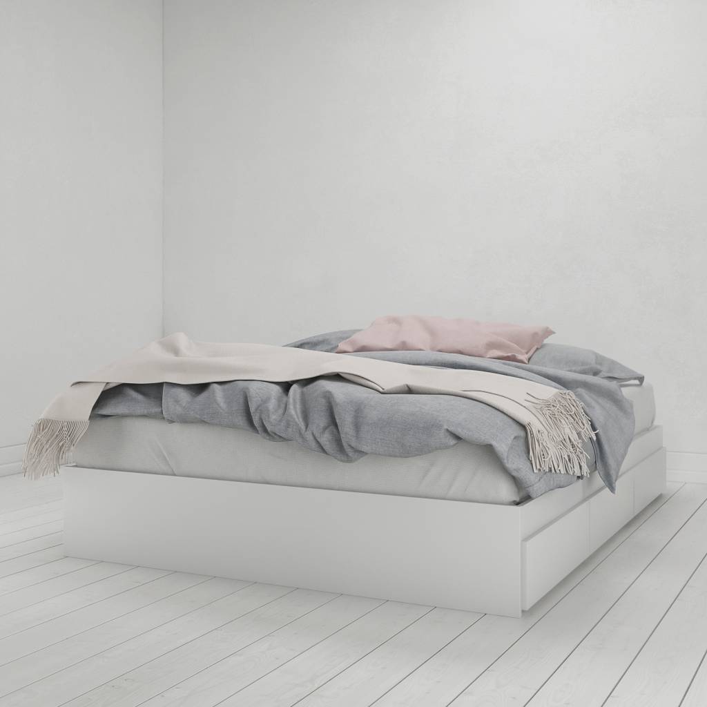 Aura Queen Mates Bed 60 With 3 Drawers White M2go