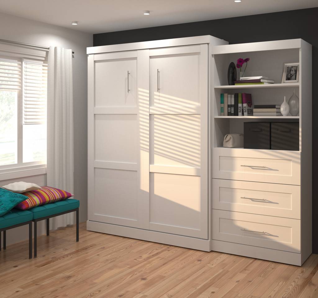 Bestar Queen Wall Bed 101 Kit In White Pur M2go