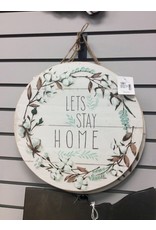 Cotton and Floral Wall Sign, "Let's Stay Home"