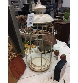 Round White Birdcage Lantern, 17x8