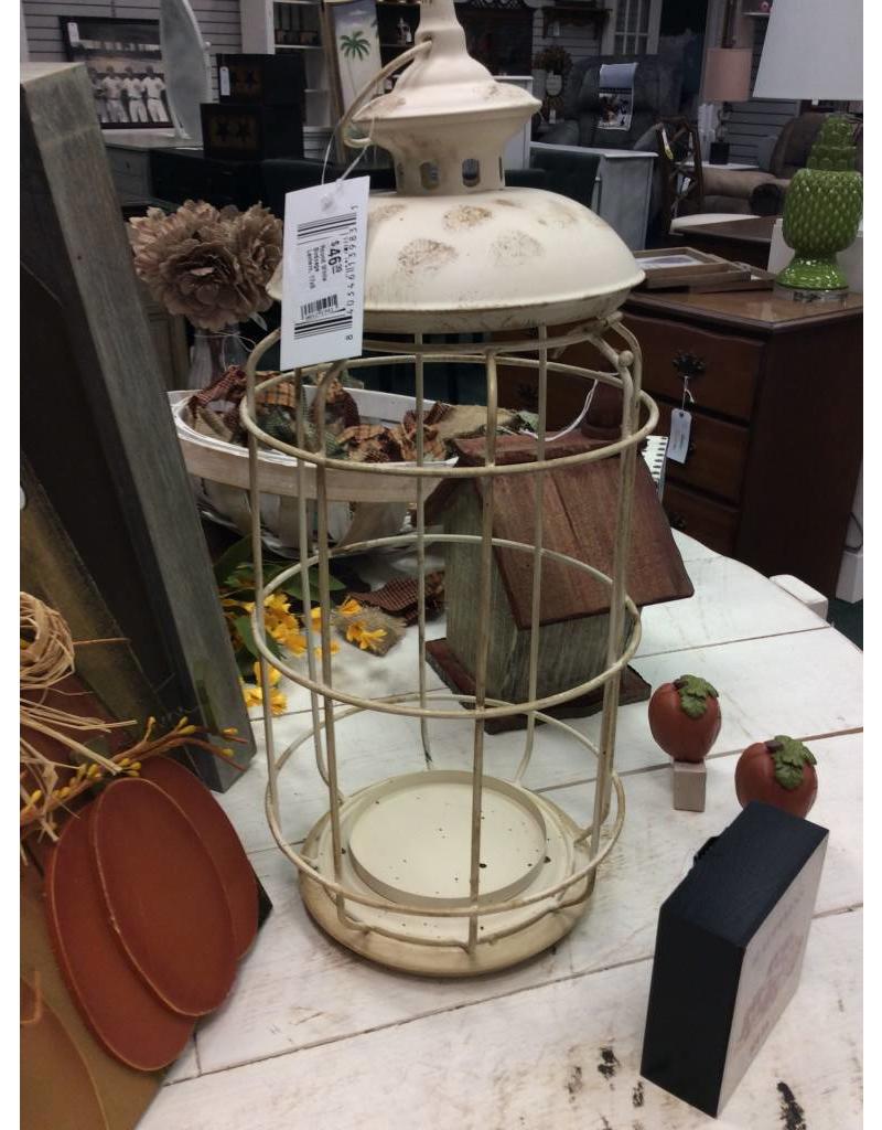 Round White Birdcage Lantern, 17x8