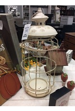 Round White Birdcage Lantern, 17x8