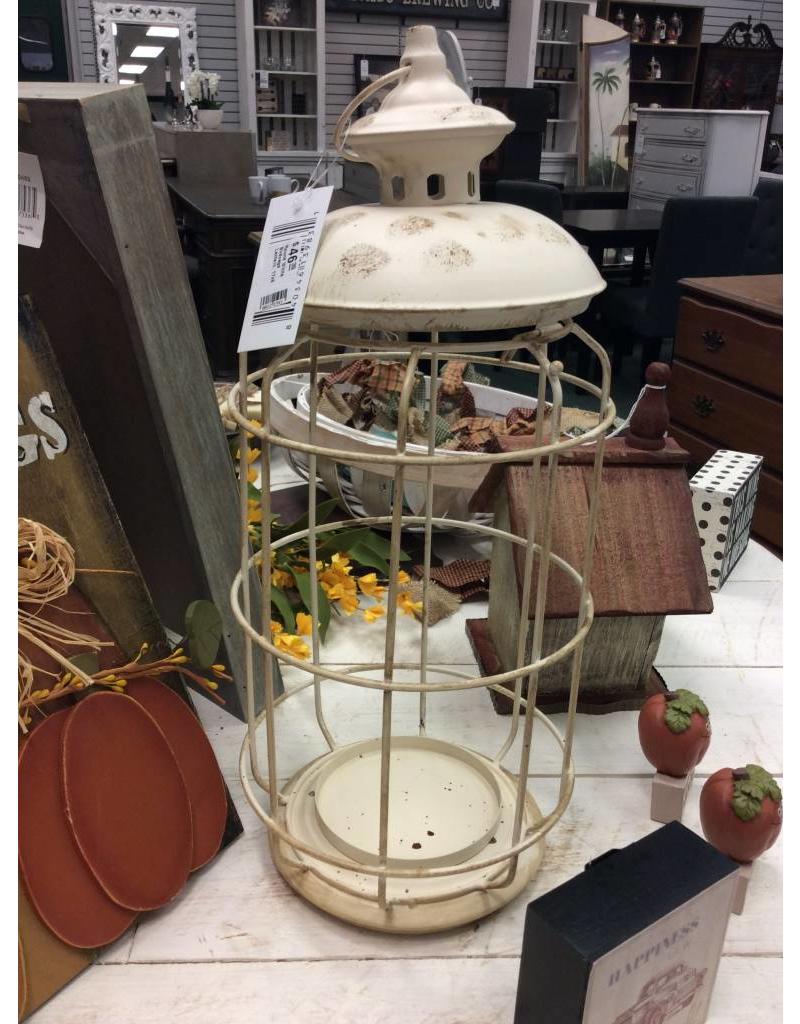 Round White Birdcage Lantern, 17x8