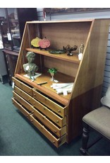 Wood Display Case w 8 Drawers and 3 Shelves