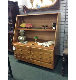 Wood Display Case w 8 Drawers and 3 Shelves