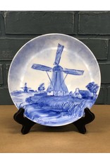 Flow Blue Painted Windmill Plate