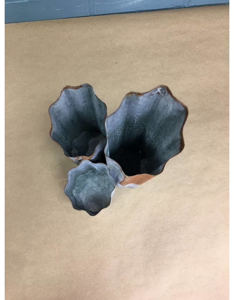 Three Tiered Galvanized Vase