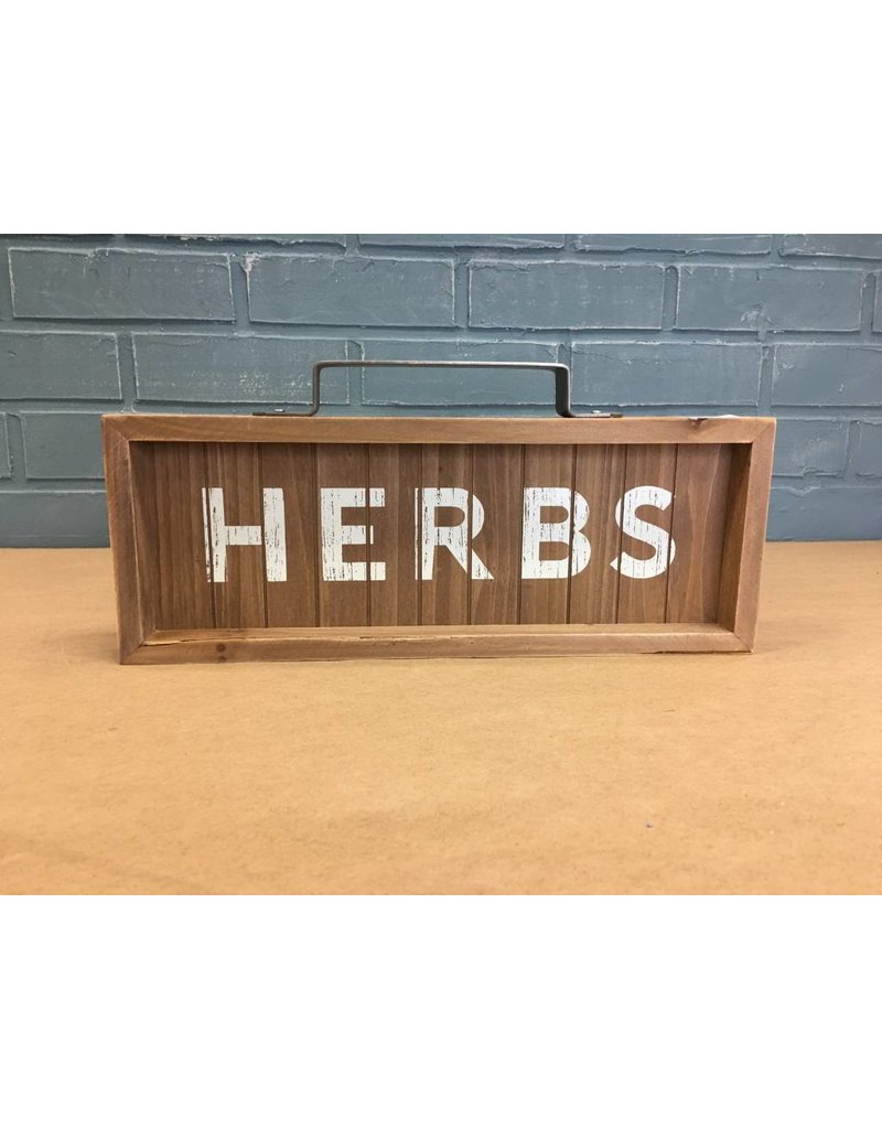 Herbs Slatted Wood Sign w/ Handle