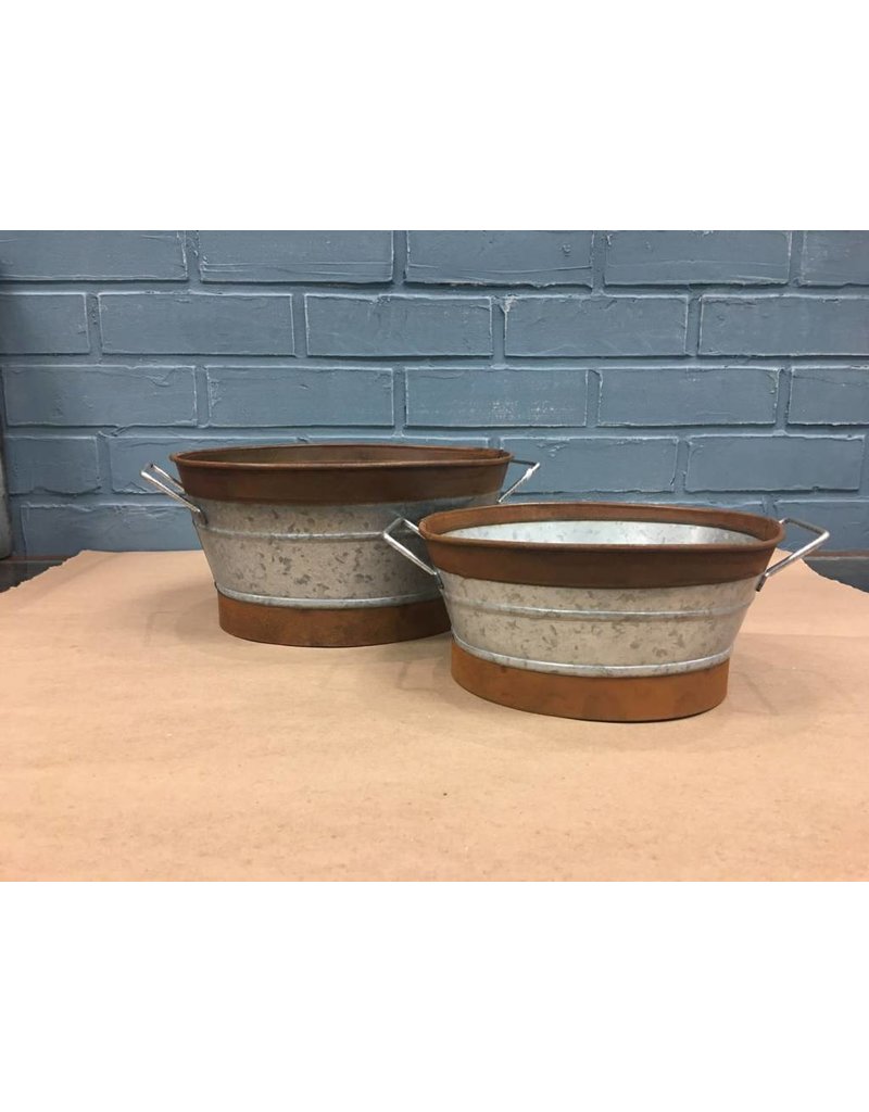 2/Set, Rusty Galvanized Buckets