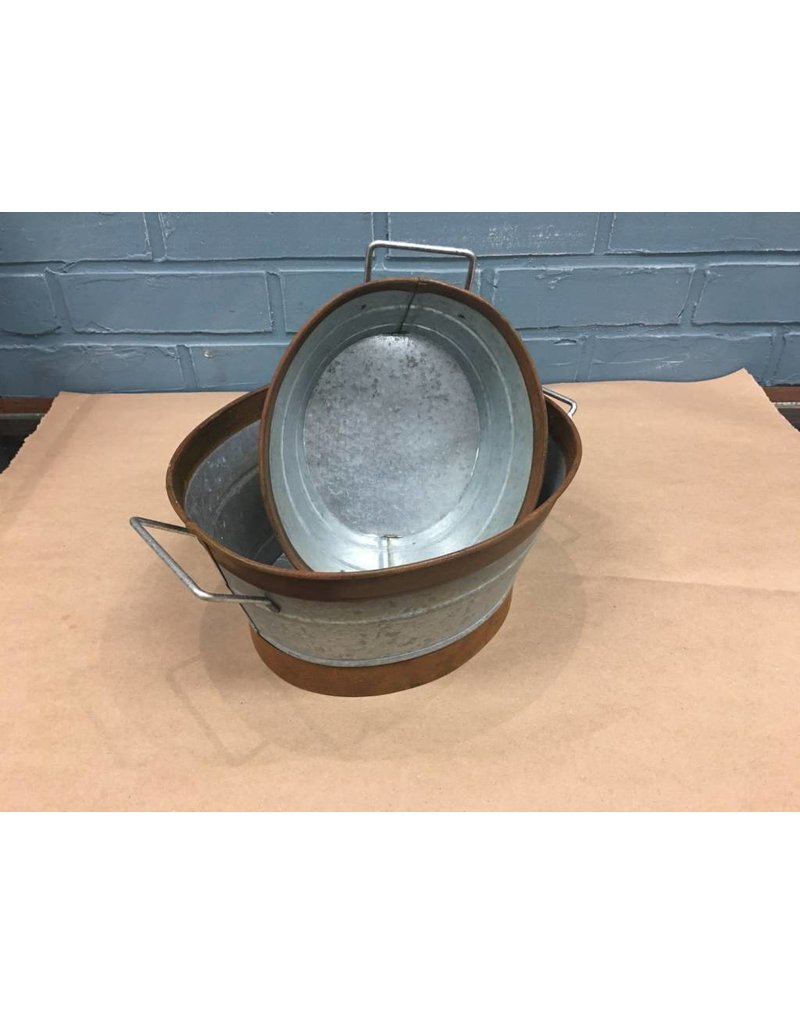 2/Set, Rusty Galvanized Buckets
