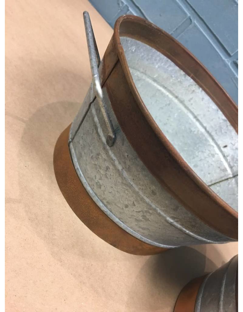 2/Set, Rusty Galvanized Buckets
