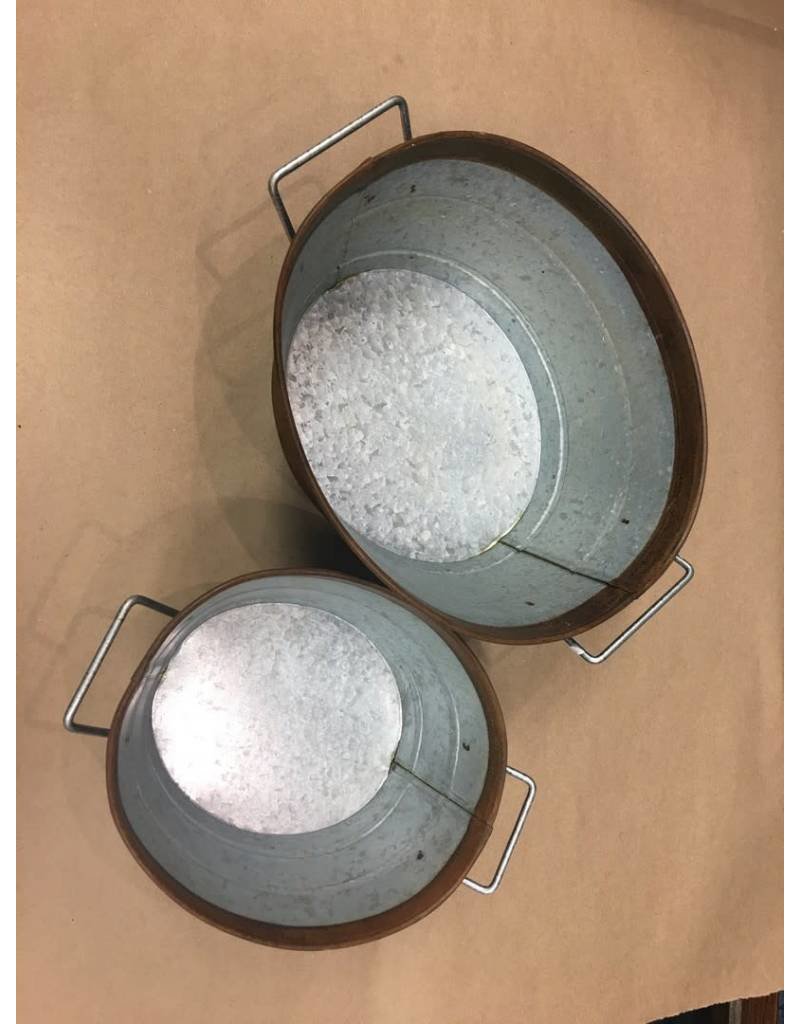 2/Set, Rusty Galvanized Buckets