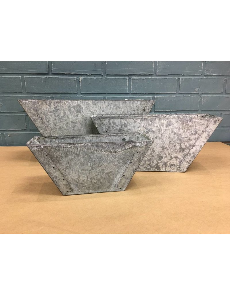 Set of 3 Galvanized Flower Boxes