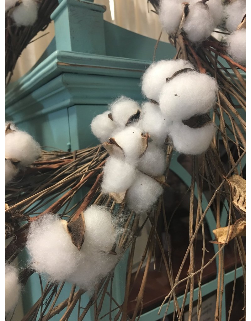 Cotton Branch Wreath 24"