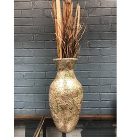 Mosaic Vase w/ Grass Decor