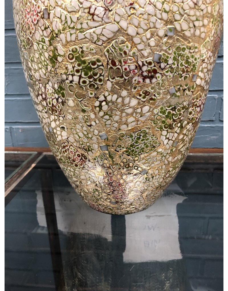 Mosaic Vase w/ Grass Decor