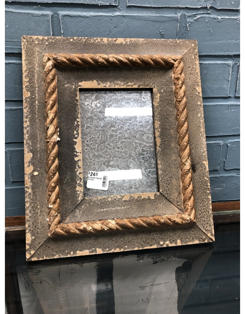 Antiqued Framed Mirror