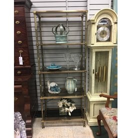 Brass Etagere w Smoke Glass Shelves