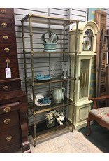 Brass Etagere w Smoke Glass Shelves