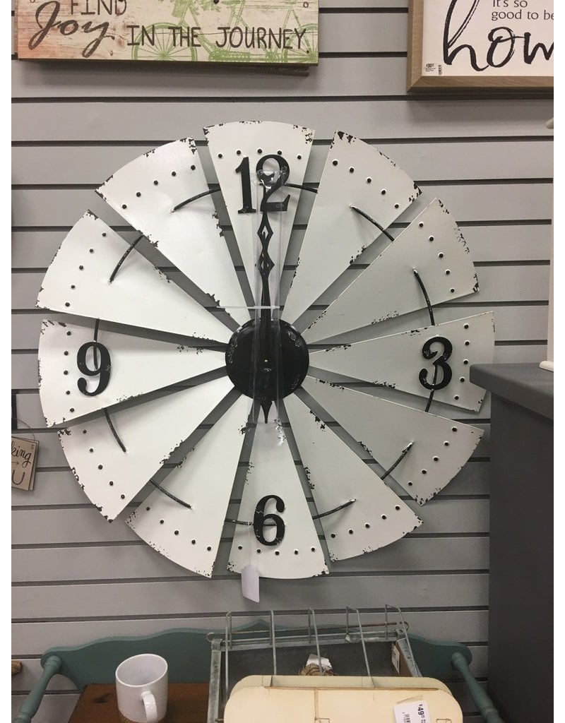White Enamel Windmill Clock