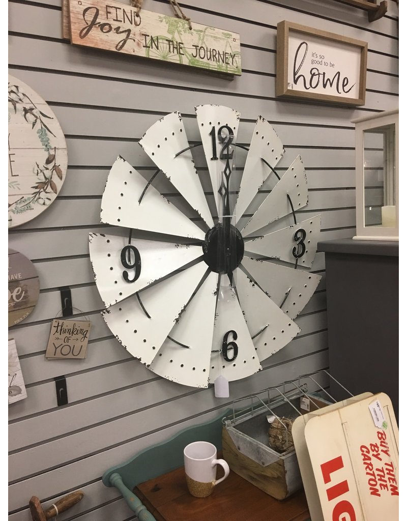 White Enamel Windmill Clock