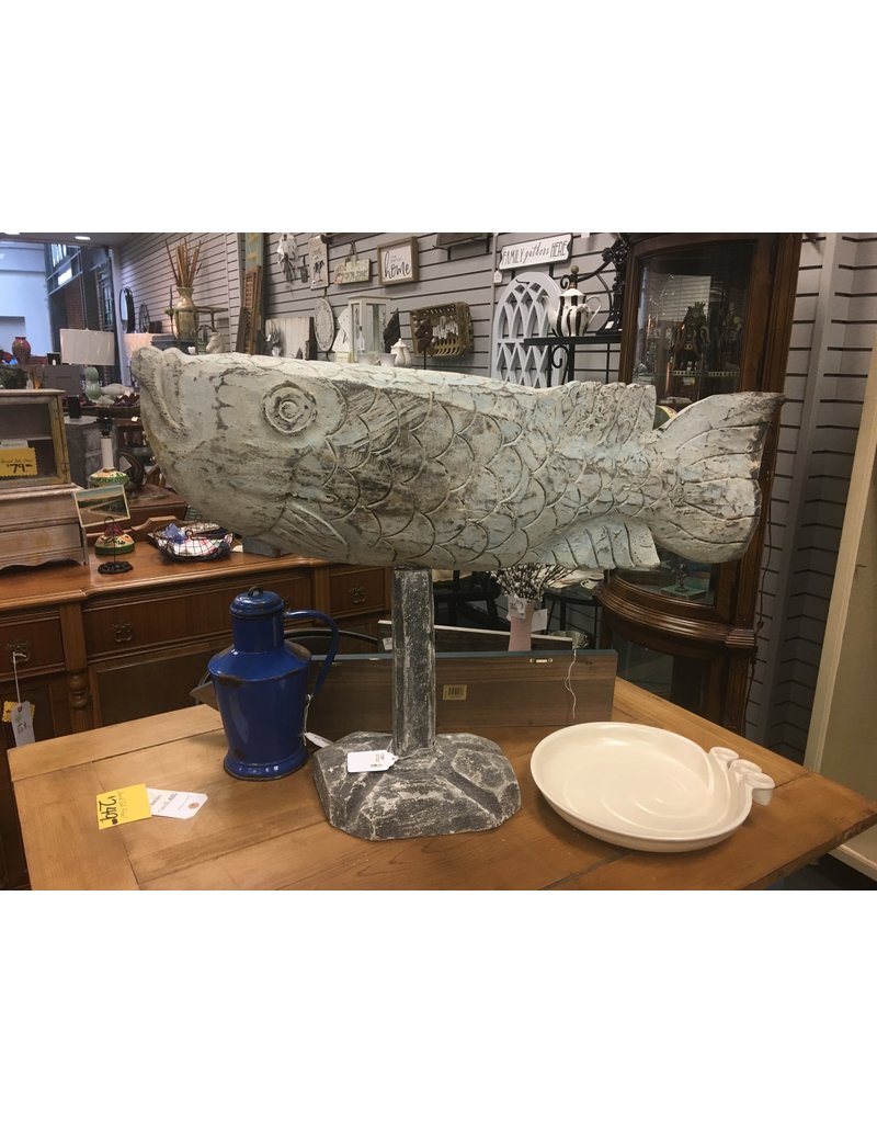 Carved Wooden Fish On Stand Heirloom Home