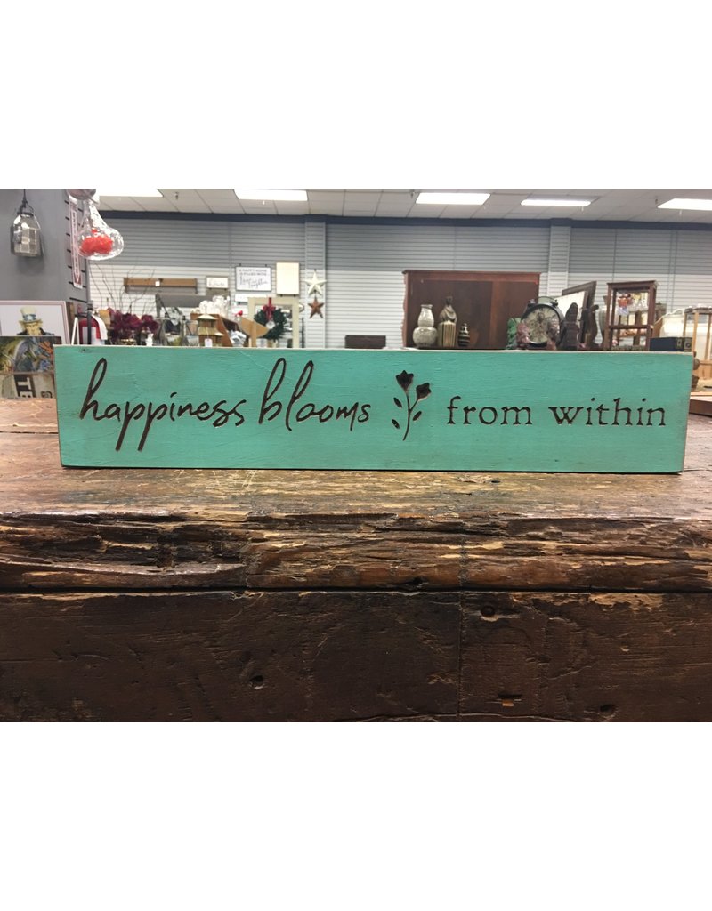 Happiness Blooms Engraved Sign 18"