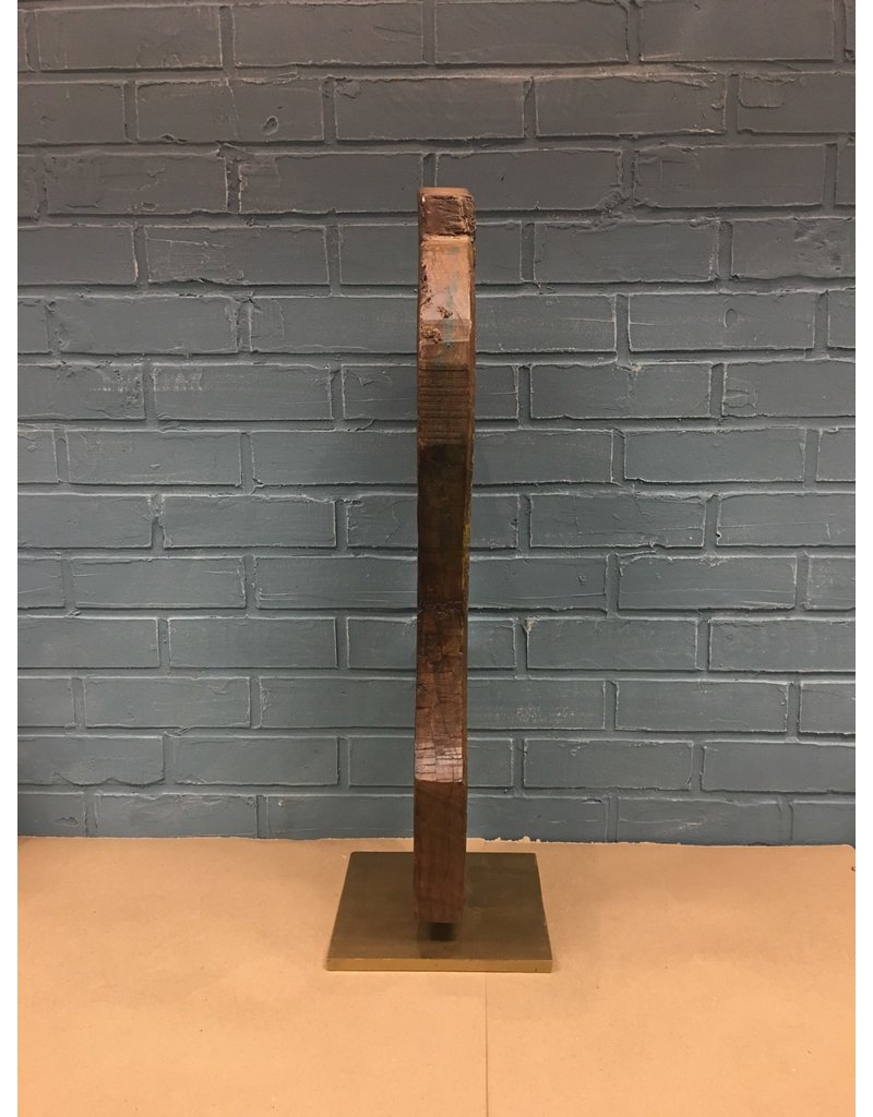 Rustic Carved Wood on Metal Stand